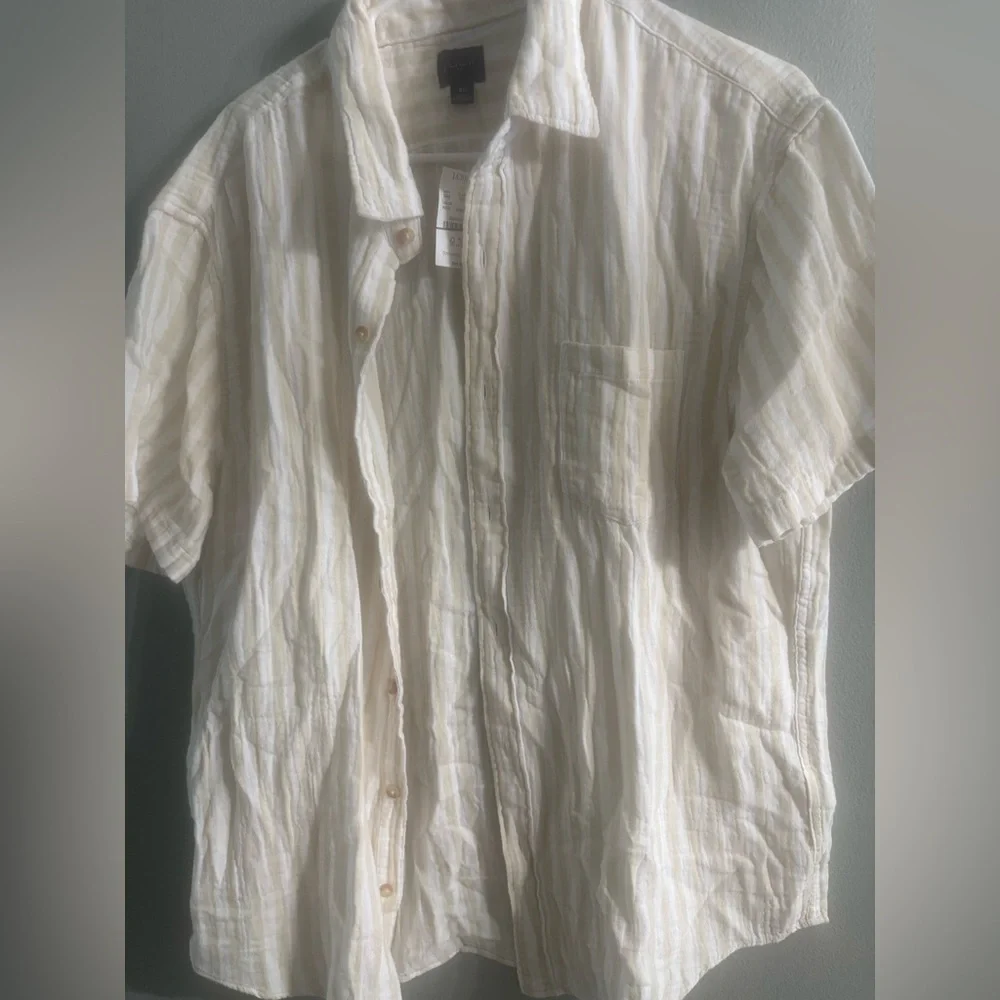 J. Crew Men's Beige Striped Button Down Shirt